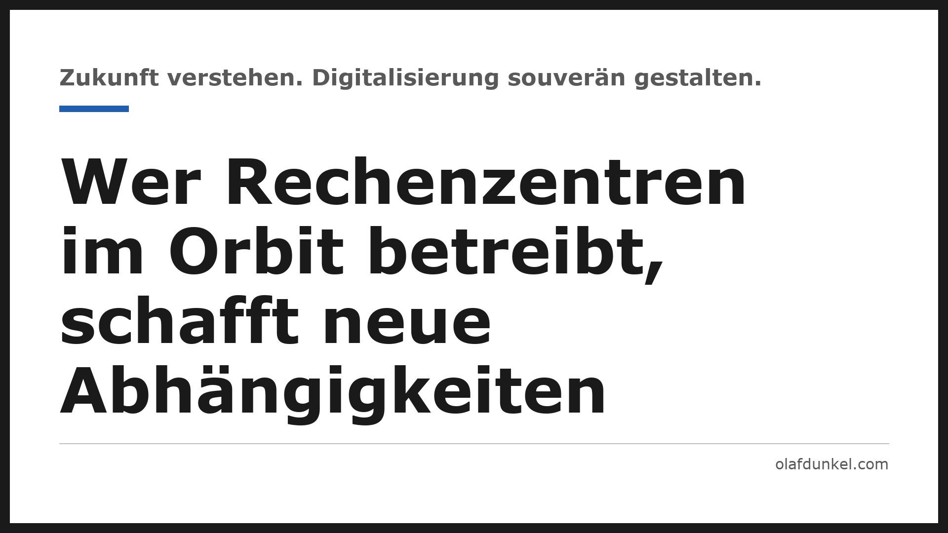 Grafikkarte: Wer Rechenzentren im Orbit betreibt, schafft neue Abhängigkeiten